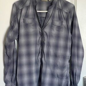 Athleta Gray Button Down Shirt Casual Cotton Blend